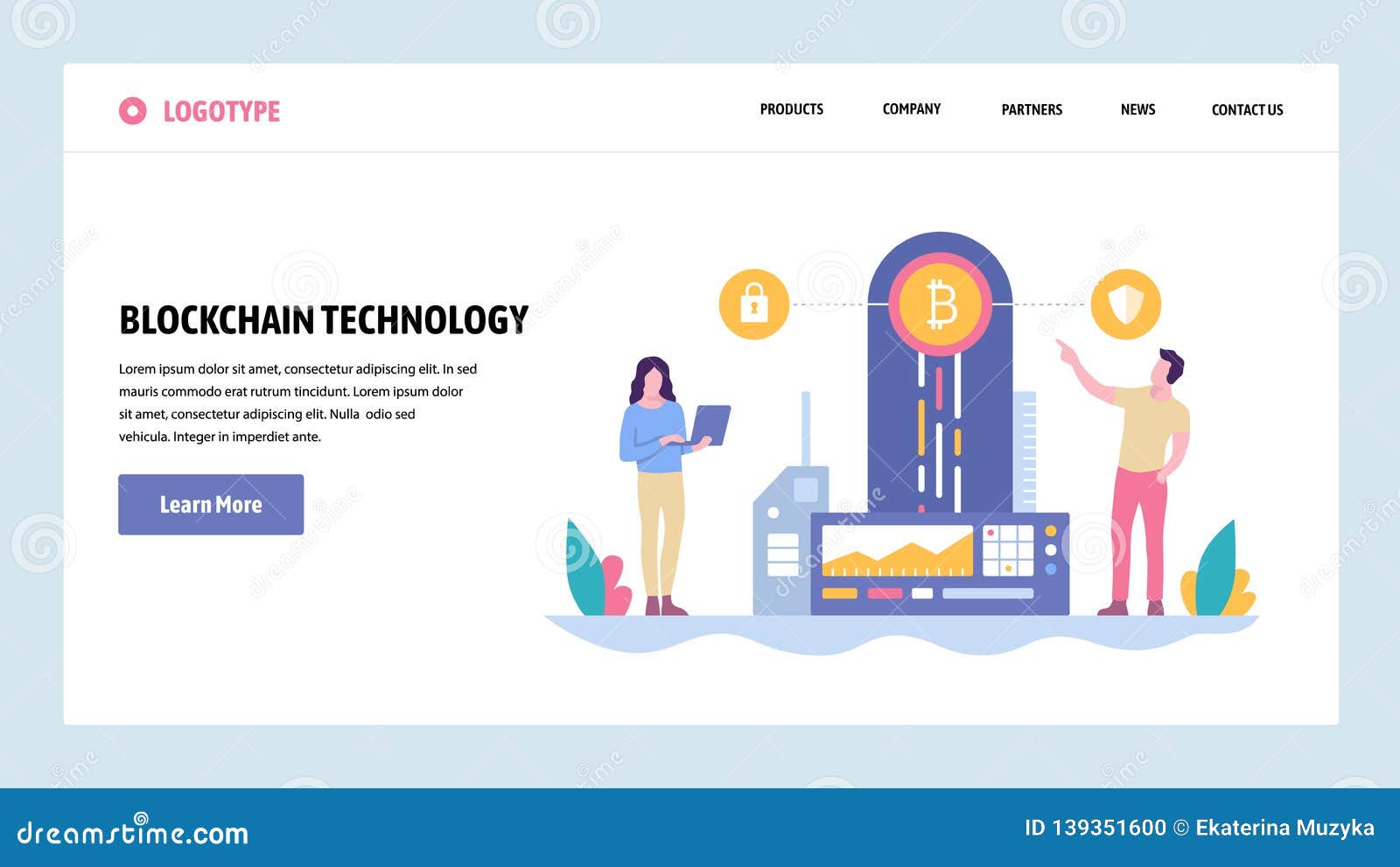Vector Web Site Gradient Design Template Blockchain Technology And - 